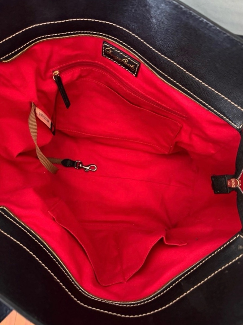 Dooney Tucker Olive & black XL zip tote EUC - Picture 6 of 7